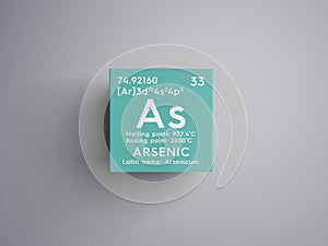 Arsenic. Arsenicum. Metalloids. Chemical Element of Mendeleev\'s Periodic Table. 3D illustration