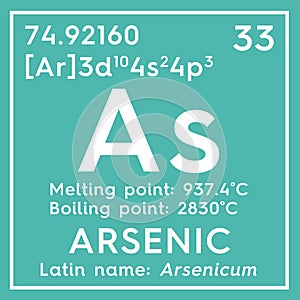 Arsenic. Arsenicum. Metalloids. Chemical Element of Mendeleev\'s Periodic Table. 3D illustration