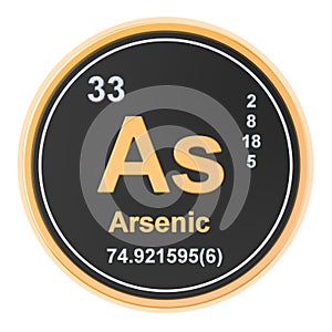 Arsenic As chemical element. 3D rendering