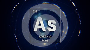 Arsenic as Element 33 of the Periodic Table 3D illustration on blue background