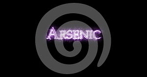Arsenic, chemical element, written with fire. Loop