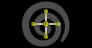 Arsenic pentafluoride molecular structure isolated on black