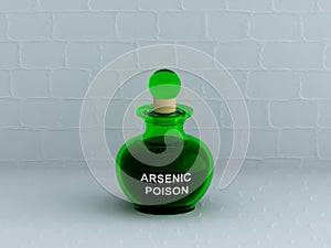 Arsenic Poison bottle with white wall