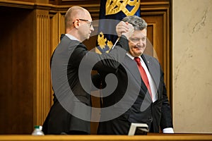 Arseniy Yatsenyuk and Petro Poroshenko