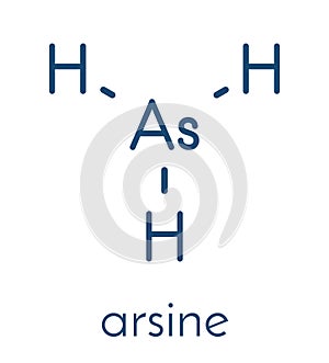 Arsine molecule. Inorganic arsenic compound. Skeletal formula.