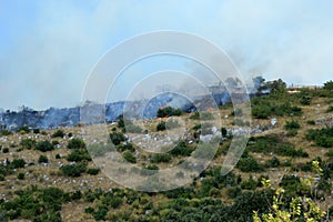 An arson attack on the mountains Prenestini of Castel San Pietro - Lazio