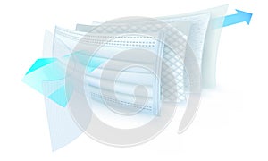 internal view of three layer mask to stop dust and germs particle
