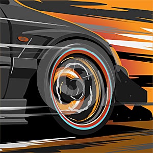 Sports car in motion imitation