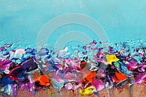 Art Abstract acrylic and watercolor smear blot painting. Color horizontal texture background