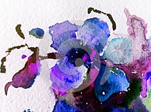 Watercolor art abstract background floral exotic flower texture wet wash blurred fantasy