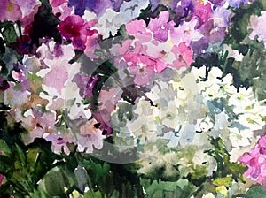 Watercolor art background abstract pattern floral flowers lilac garden wedding textured wet wash blurred fantasy