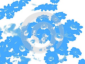 Art abstract halftone blue color ink liquid, splash spotted , empty blank template background