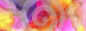 Art Abstract painting blots background. Alcohol ink olors. Marble texture. Horizontal long banner