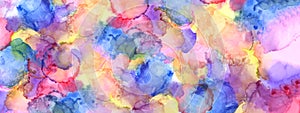 Art Abstract painting blots background. Alcohol ink olors. Marble texture. Horizontal long banner