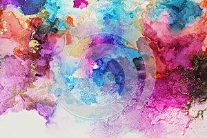 Art Abstract  watercolor and acrylic flow blot painting. Color long horizontal canvas texture background