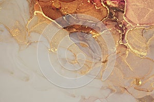 Art Abstract watercolor flow blot painting. Color canvas marble texture background. Gold bronze Alcohol ink