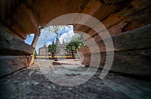 Art on ancient Buddhist architecture, Beautiful view of ancient Wat Jed Yod Temple in Chiang Mai, Thailand