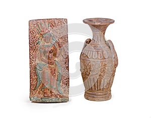 Art the angel stucco and clay vase sculpture