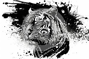 Art of the angry tiger on a white background