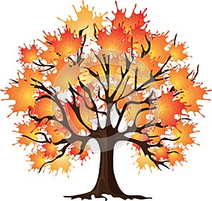 Art autumn tree. Maple. Vector illustration.