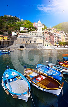 Art beautiful Italian landscape; Cinque Terre coast of Italy