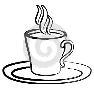 Art black white coffee in cup