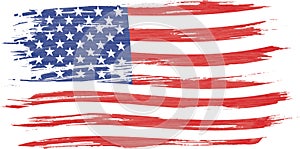 Art brush watercolor painting of USA flag