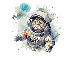 art cat in space . dreamlike background with cat . Hand Drawn Style illustration