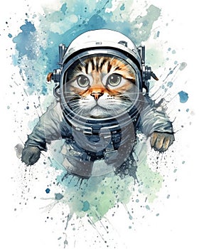 art cat in space . dreamlike background with cat . Hand Drawn Style illustration