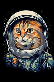 art cat in space . dreamlike background with cat . Hand Drawn Style illustration