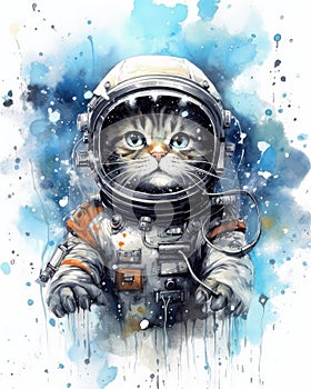 art cat in space . dreamlike background with cat . Hand Drawn Style illustration