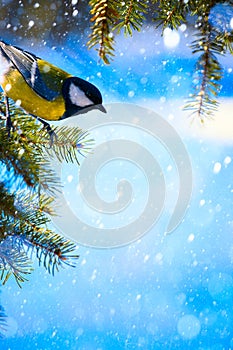 Umění vánoční pozdrav na vánoční stromeček a sníh 