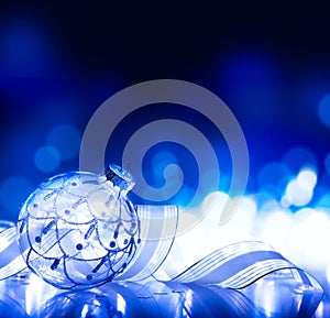 Art christmas decoration on blue background