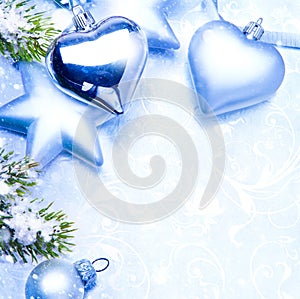 Art christmas greeting card blue background