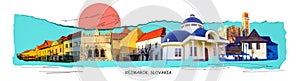 Art collage, design about Kezmarok. Kezmarok is a town in the Spis region of eastern Slovakia.