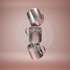 Art collection coffee cup 3d render from imagine anti gravity in pink modern style