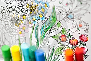 Art and Color Therapy. Anti Stress Adult coloring book.