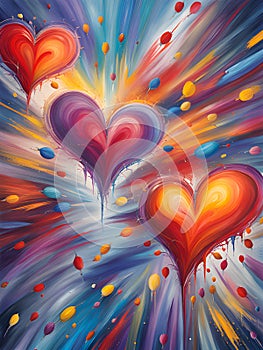 art colorful hearts pattern background