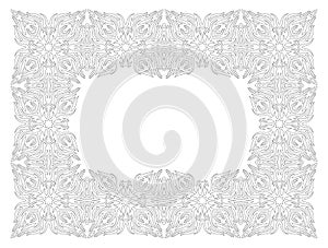 Art for coloring book with tribal vintage frame