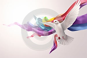 art that combines two universal symbols: the dove of peace and the gay and LGBTI+ pride flag,Generative AI