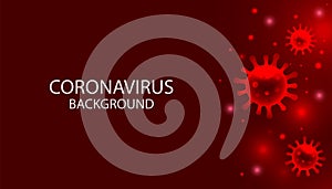 Art. Concept. Coronavirus 2019-nCov. Red background. Illustration for banner or poster