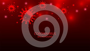 Art. Concept. Coronavirus background. Red background. Illustration for banner or poster