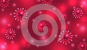 Art. Concept. Coronavirus background. Red background. Illustration for banner or poster