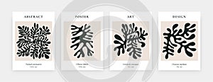 Art contemporary posters. Abstract Matisse inspired shapes for interior decor. Mid century prints, vector illustration