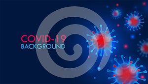 Art. Coronavirus 2019-ncov and virus background. COVID-19 on a dark blue background. Pandemic medical concept