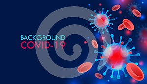 Art. Coronavirus 2019-ncov and virus background. COVID-19 on a dark blue background. Pandemic medical concept