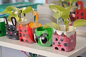 Art and craft design kid toys from recycle materials