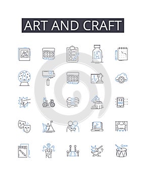 Art and craft line icons collection. Body language, Signals, Nonverbal, Communication, Postures, Emotions, Facial