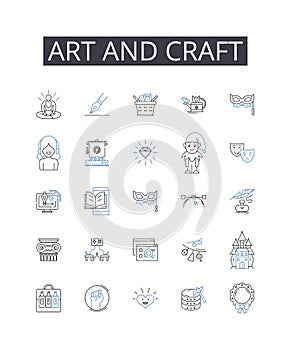 Art and craft line icons collection. Handiwork, Creation, Design, Skill, Technique, Talent, Creativity vector and linear