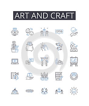 Art and craft line icons collection. Handiwork, Creation, Design, Skill, Technique, Talent, Creativity vector and linear